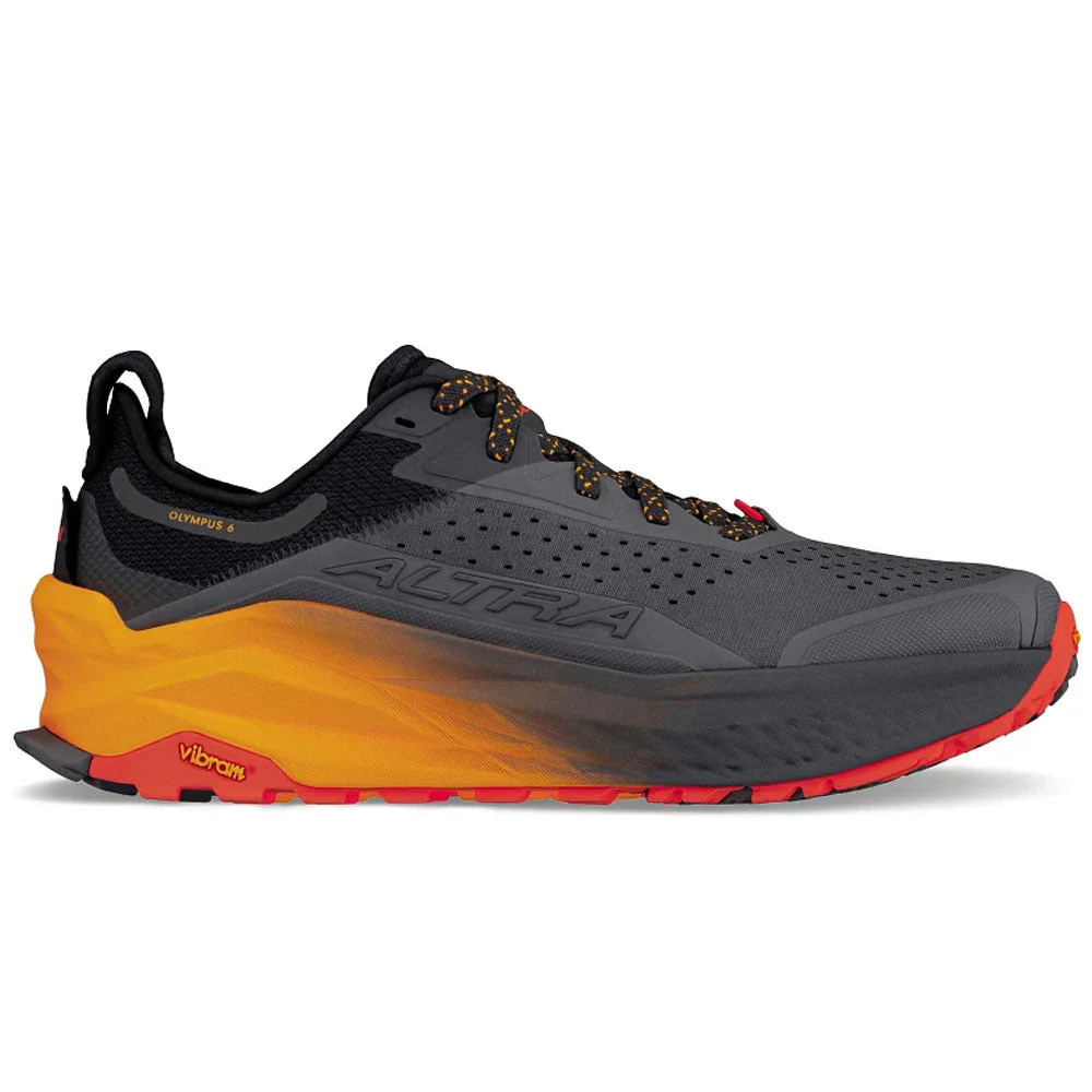Men's Altra Olympus 6, Black/Orange, 12.5 D Medium