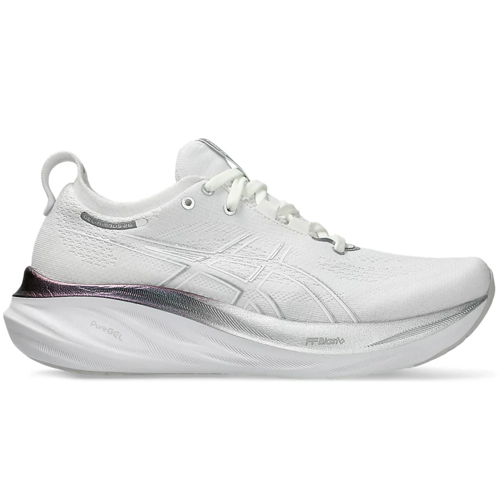 Men's Asics Gel-Nimbus 26, Real White/Pure Silver, 8.5 D Medium