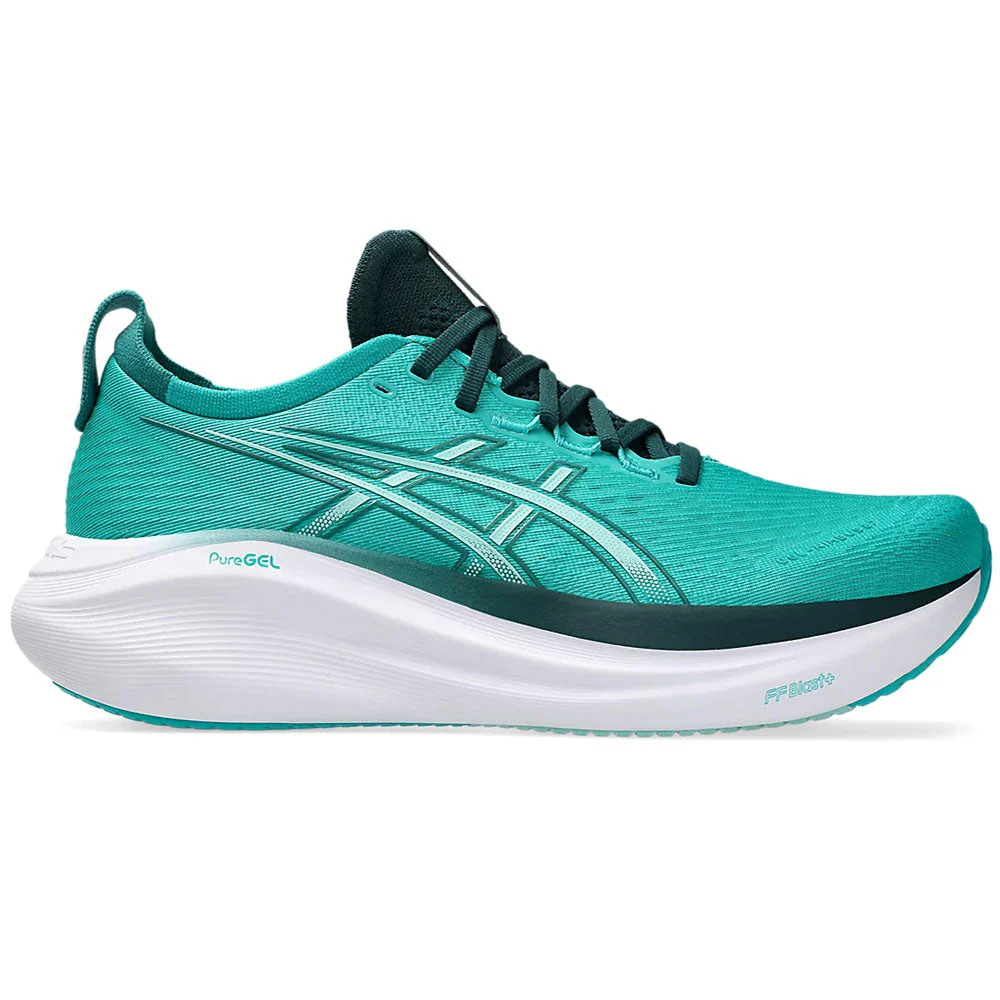 Men's Asics Gel-Nimbus 27, Wave Teal/Saxon Green, 13.5 D Medium