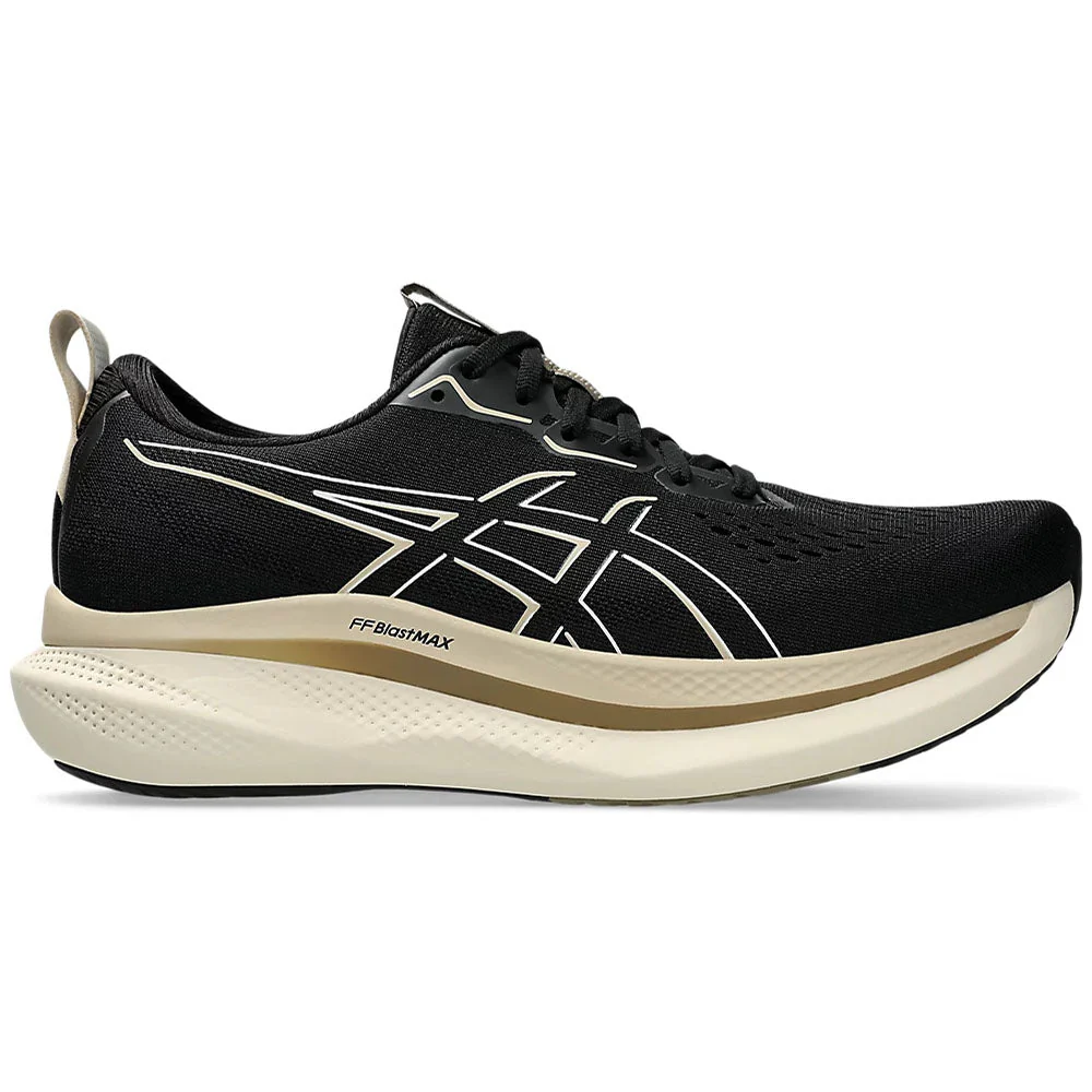 Men's Asics Glideride Max, Black/Oatmeal, 14 D Medium
