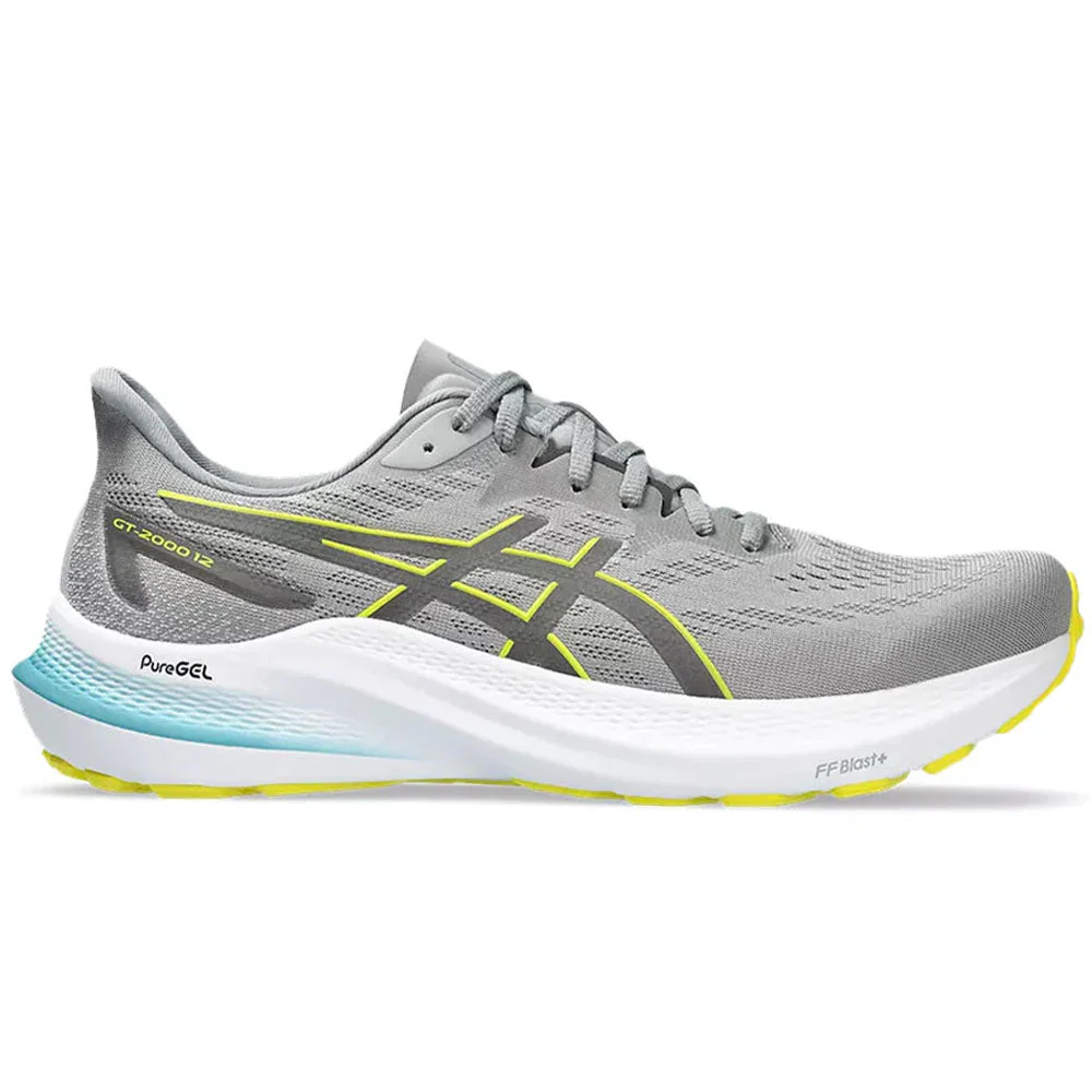 Men's Asics GT-2000 12, Sheet Rock/Bright Yellow, 10.5 D Medium