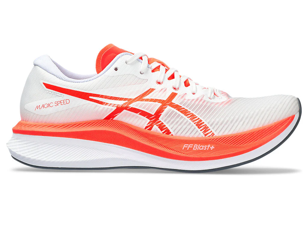 Men's Asics Magic Speed 3, White/Sunrise Red, 12 D Medium