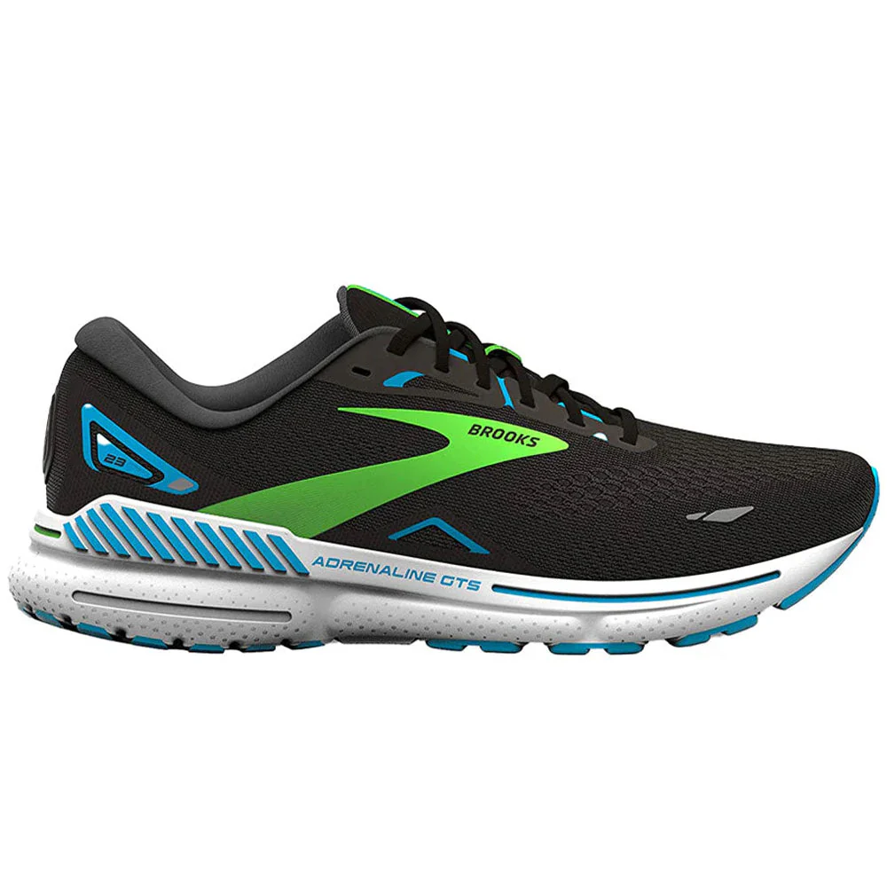 Men's Brooks Adrenaline GTS 23, Black/Hawaiian Ocean/Green, 10 D Medium