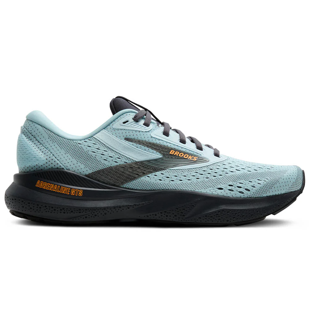 Men's Brooks Adrenaline GTS 24, Winter Sky/Ebony/Orange, 10 D Medium
