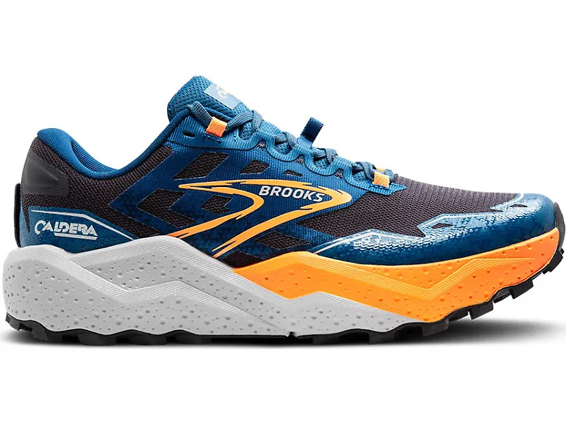 Men's Brooks Caldera 7, Ebony/Blue Sapphire/Orange, 11 D Medium