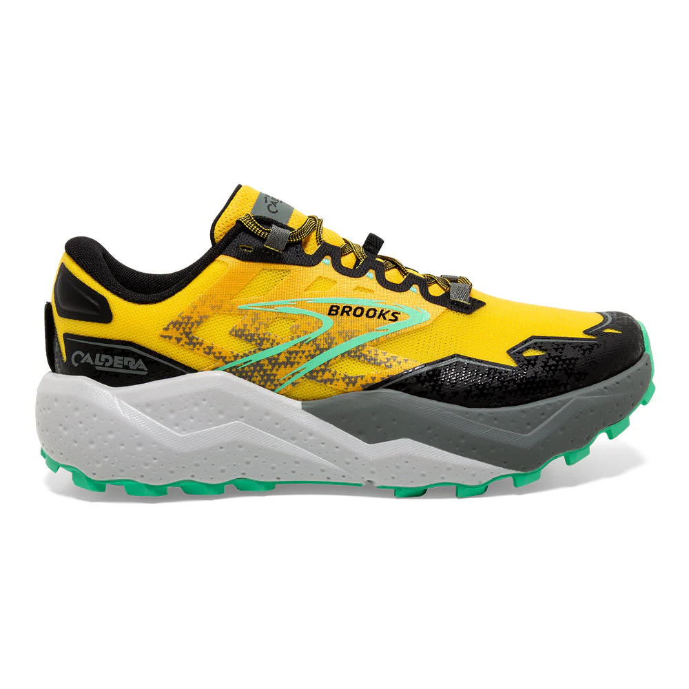 Men's Brooks Caldera 7, Lemon Chrome/Black/Springbud, 8 D Medium