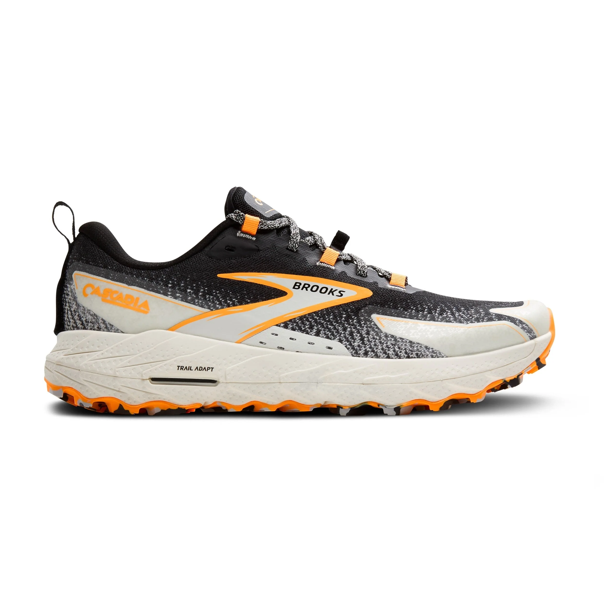 Men's Brooks Cascadia 18, Black/Blue Wash/Orange, 12 D Medium