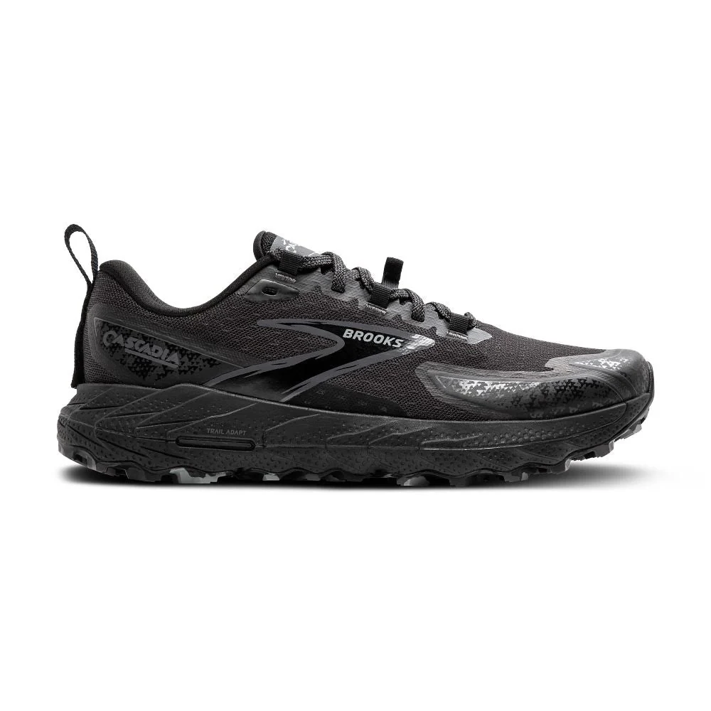 Men's Brooks Cascadia 18, Black/Blackened Pearl/Grey, 12.5 D Medium