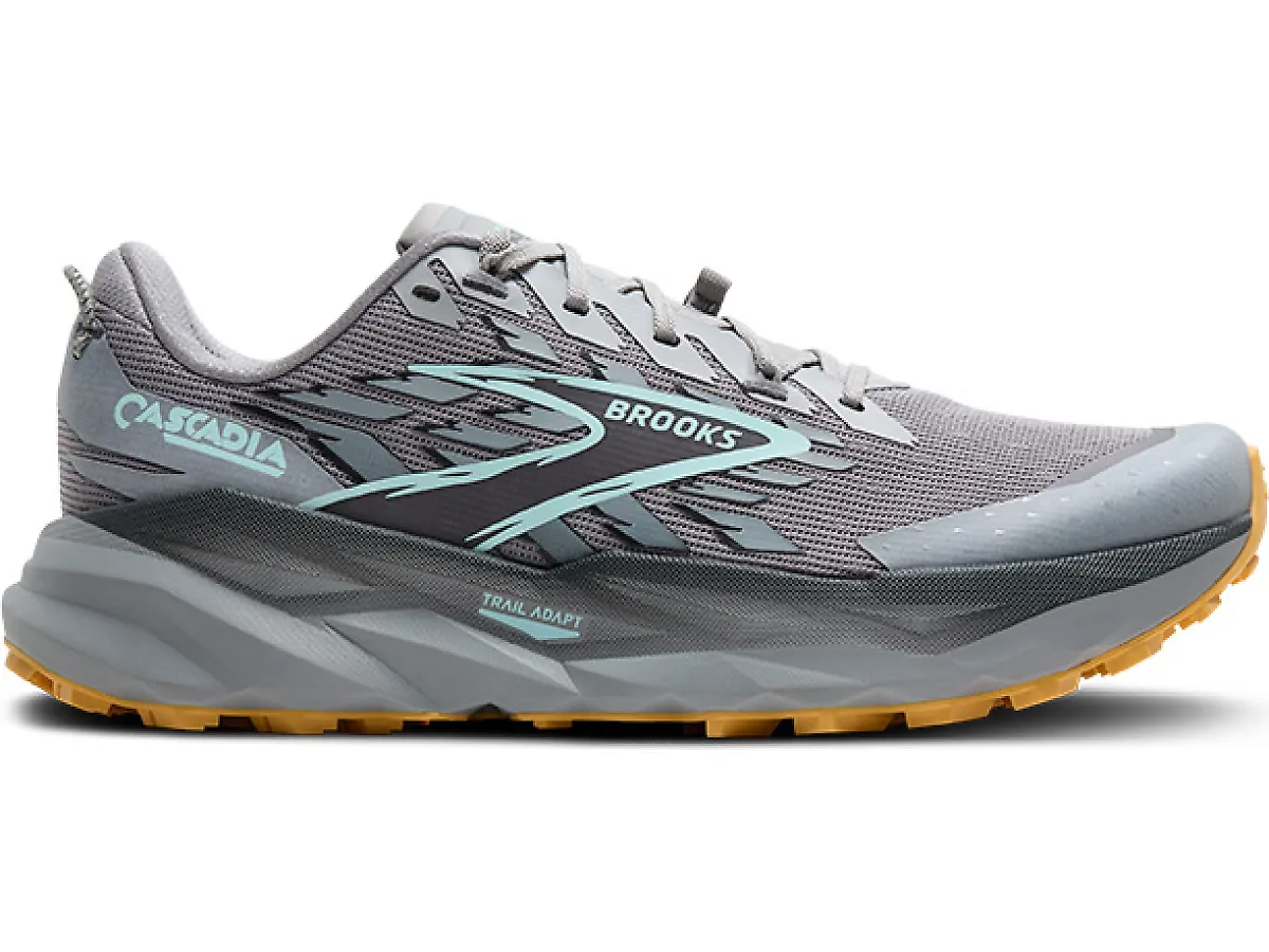Men's Brooks Cascadia 19, Alloy/Ebony/Orange, 10.5 D Medium