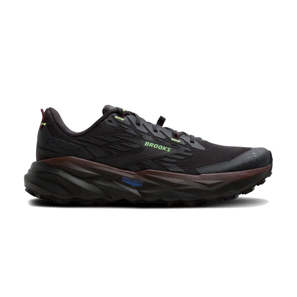 Men's Brooks Cascadia 19, Phantom/Rum Raisin/Green, 9 D Medium