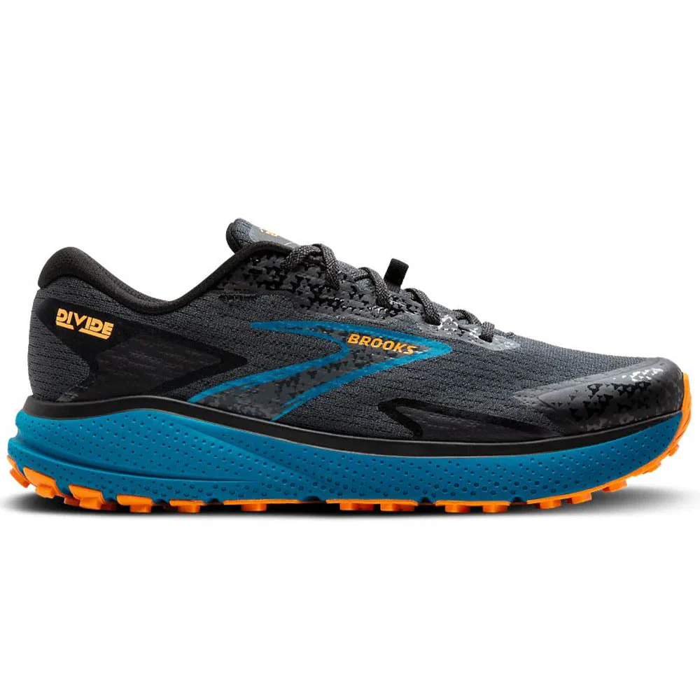 Men's Brooks Divide 5, Ebony/Blue Sapphire/Orange, 9 D Medium