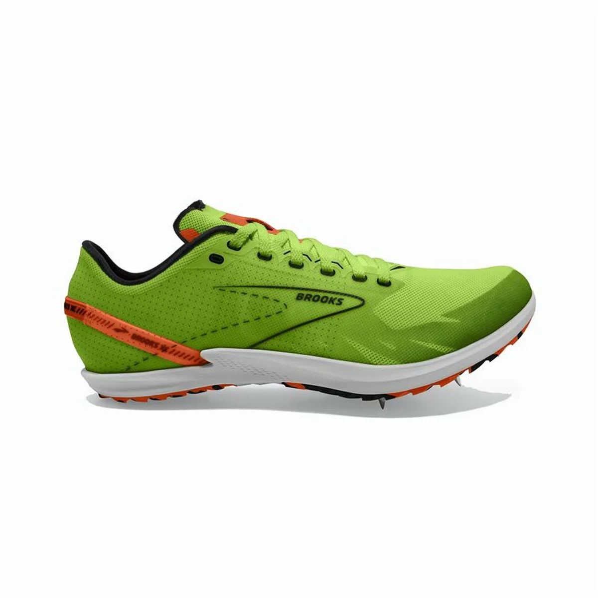 Men's Brooks Draft XC, Green Gecko/Red Orange/White, 9 D Medium