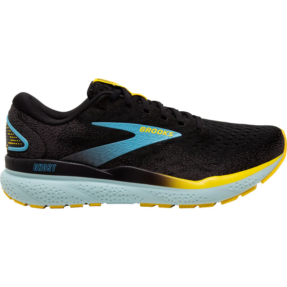 Men's Brooks Ghost 16, Black/Forged Iron/Blue, 11 D Medium