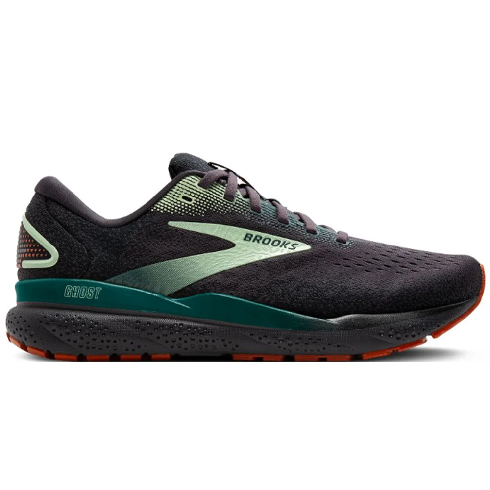 Men's Brooks Ghost 16, Blackened Pearl/June Bug/Green, 7.5 D Medium