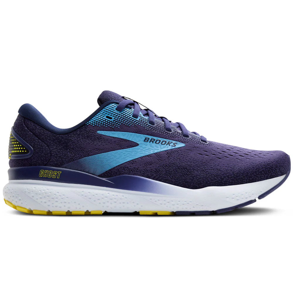 Men's Brooks Ghost 16, Blue/Bonnie Blue/Yellow, 10.5 D Medium