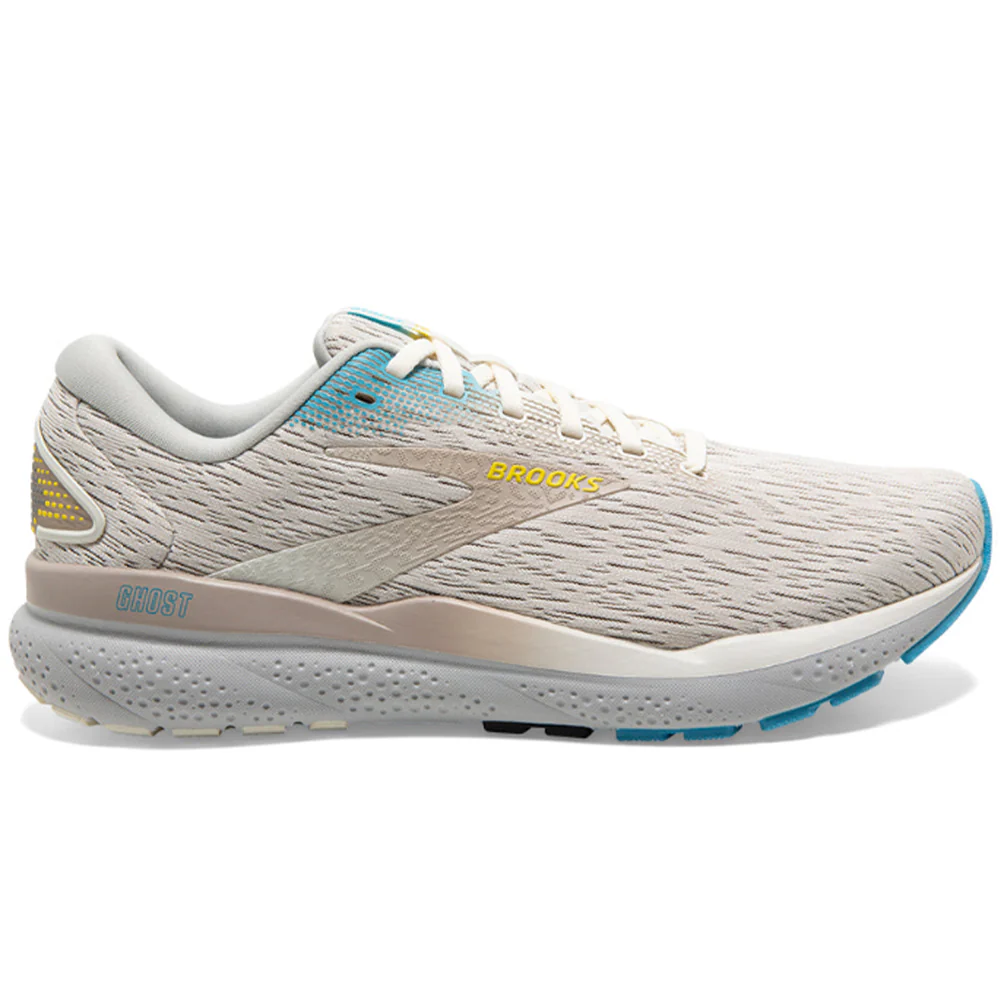 Men's Brooks Ghost 16, Coconut/Blue/Yellow, 11.5 D Medium