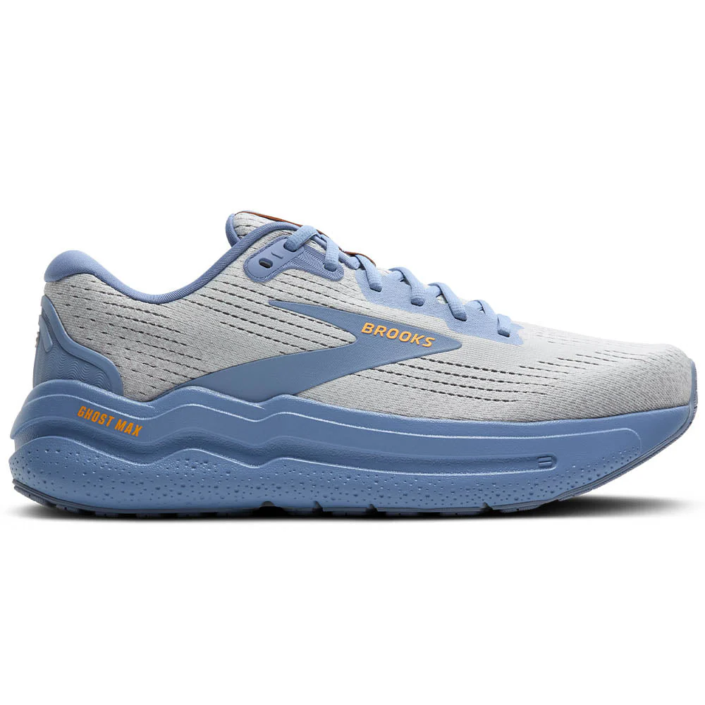 Men's Brooks Ghost Max 2, Oyster Mushroom/Blue/Orange, 10 D Medium