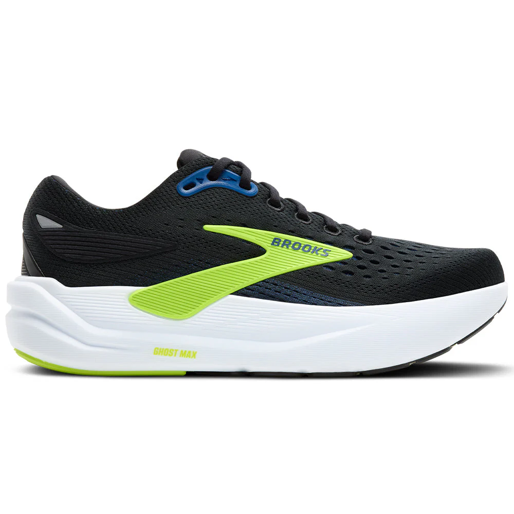 Men's Brooks Ghost Max 3, Black/Navy/Acid Lime, 9.5 D Medium