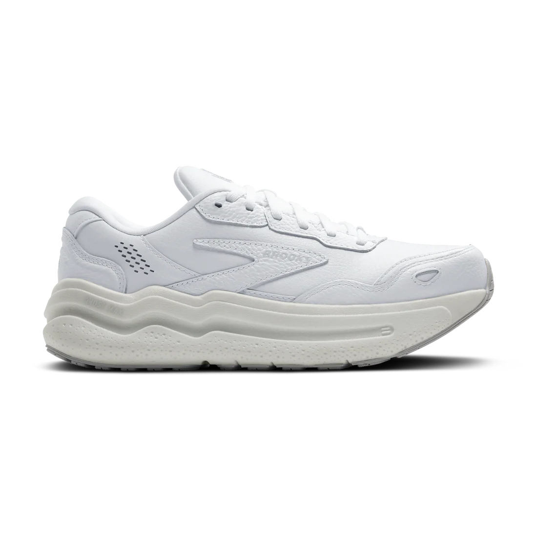 Men's Brooks Ghost Max L, White/White, 8.5 2E Wide