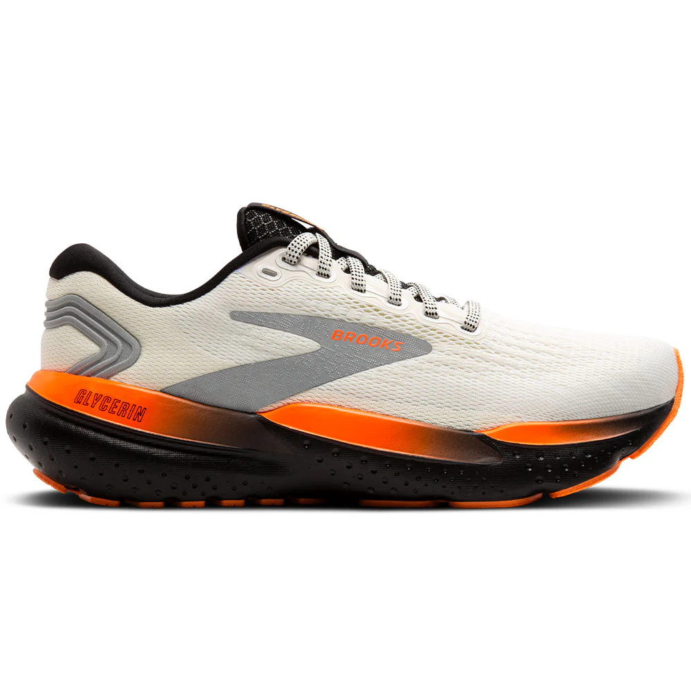 Men's Brooks Glycerin 21, Ecru/Orange/Black, 14 D Medium