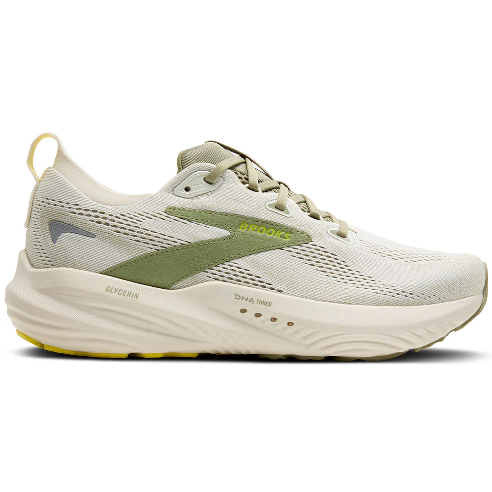 Men's Brooks Glycerin 22, Coconut/Tea/Blazing Yellow, 9 D Medium
