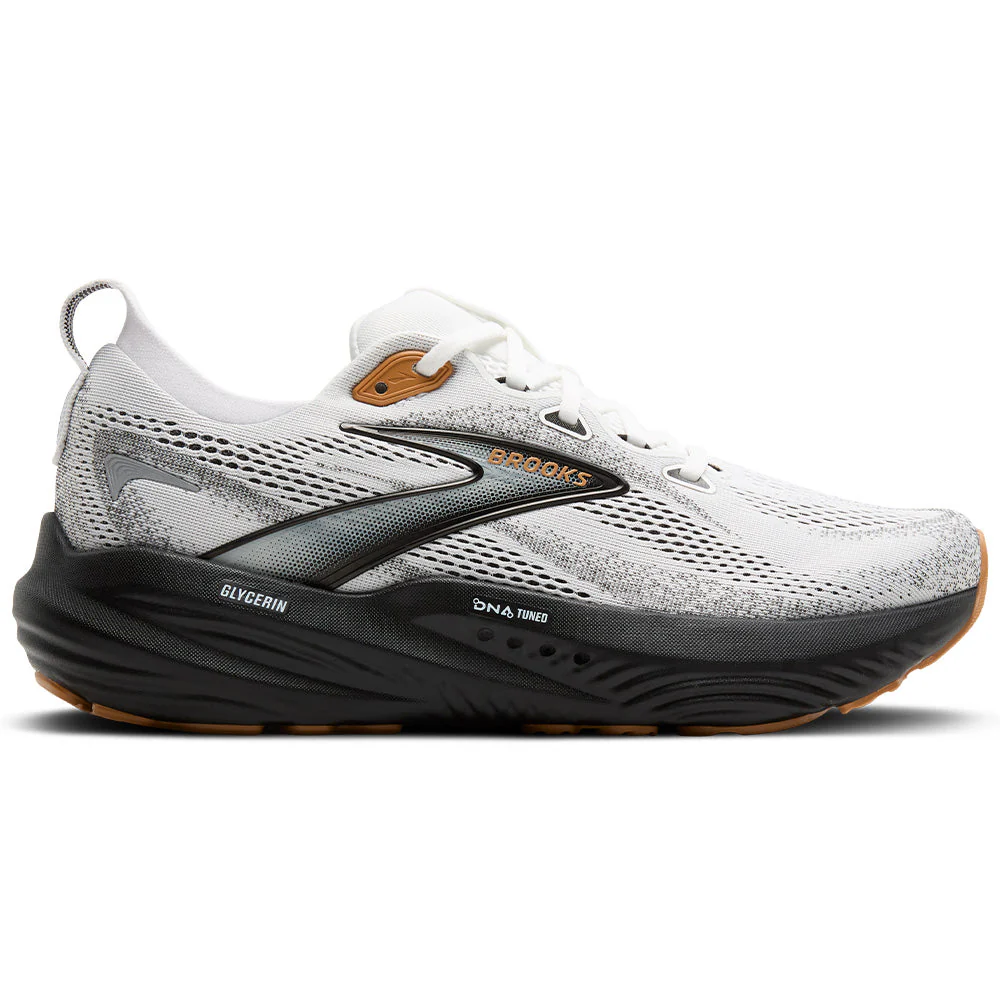 Men's Brooks Glycerin 22, White/Grey/Black, 12.5 D Medium