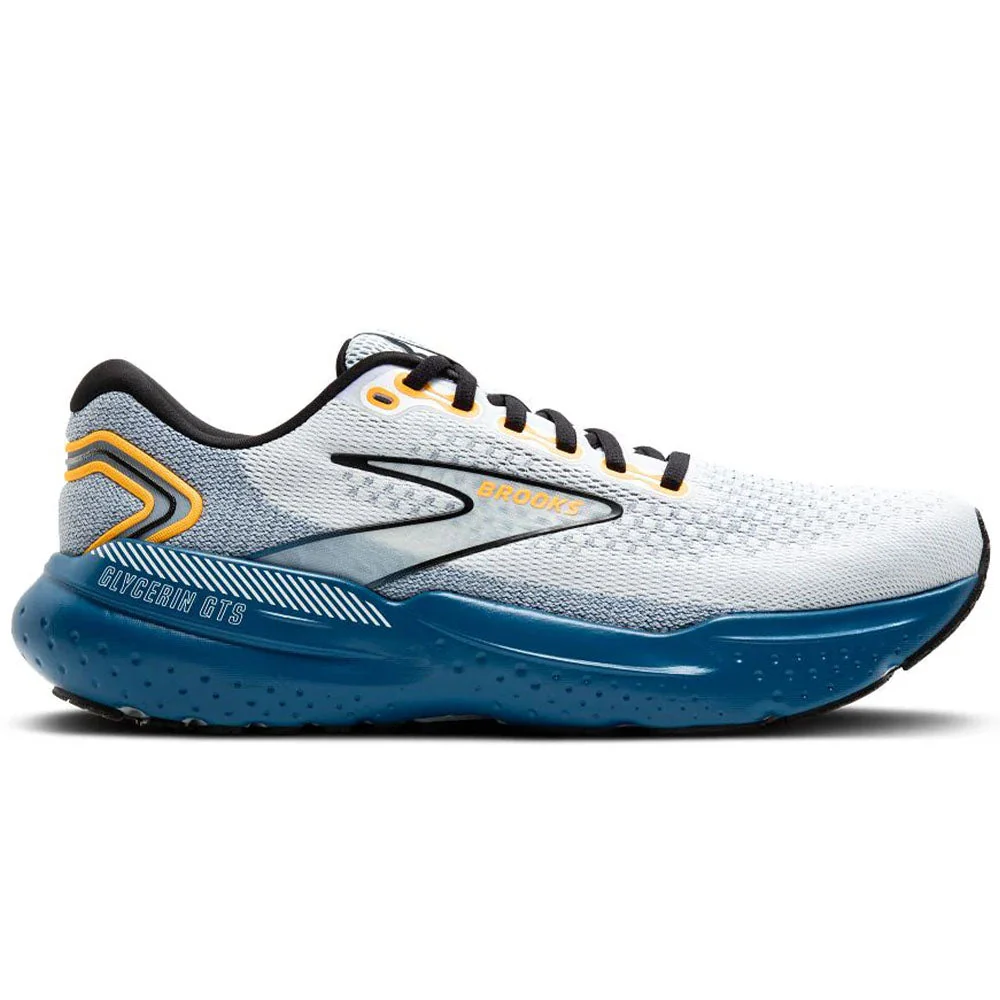 Men's Brooks Glycerin GTS 21, White/Sapphire/Orange, 12 D Medium