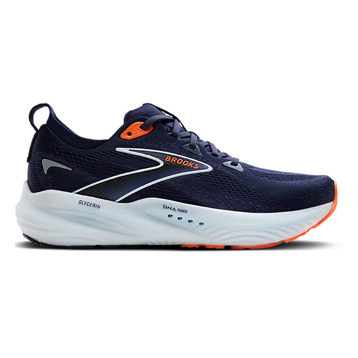 Men's Brooks Glycerin GTS 22, Peacoat/Blue Ribbon/Orange, 12 D Medium