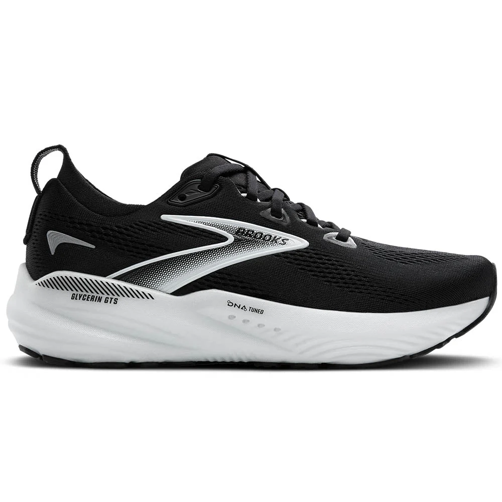 Men's Brooks Glycerin GTS 22, Black/Grey/White, 8 D Medium
