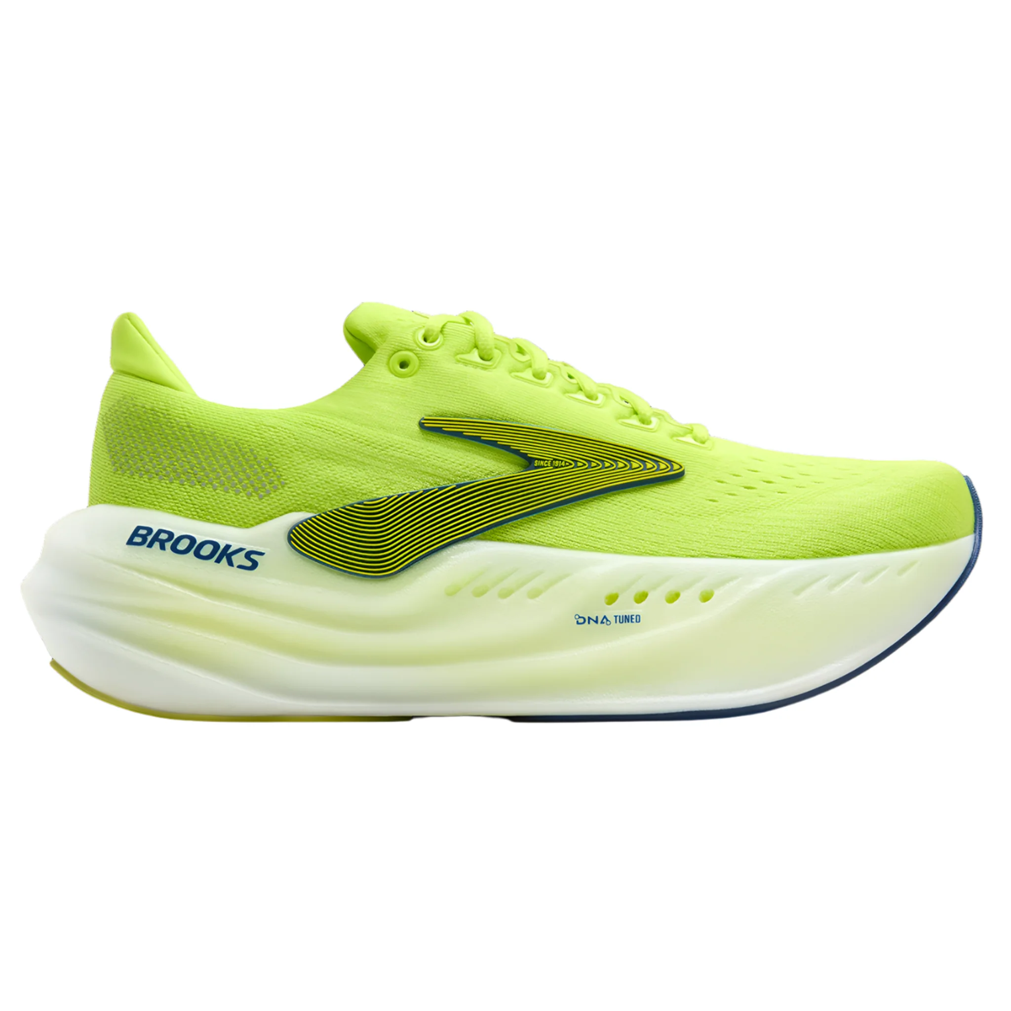 Men's Brooks Glycerin Max, Lime/Navy Peony/White, 11.5 D Medium