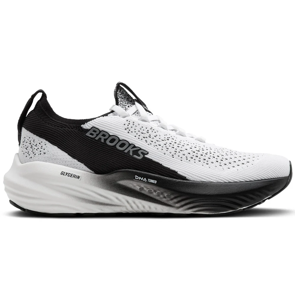 Men's Brooks Glycerin StealthFit 22, White/Grey/Black, 9 D Medium