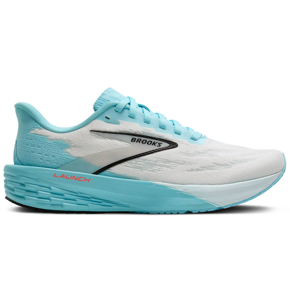 Men's Brooks Launch 11, White/Atomizer/Pink Clay, 9 D Medium