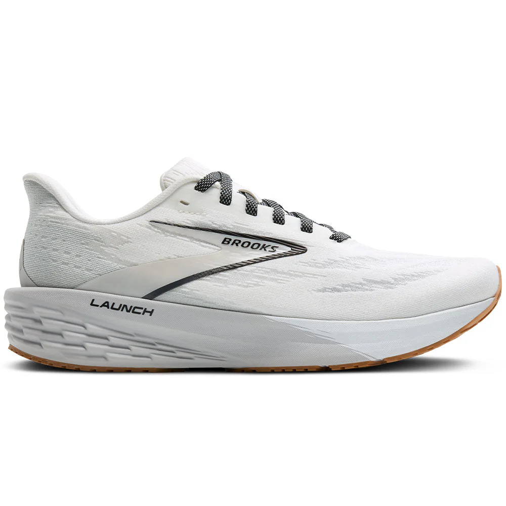 Men's Brooks Launch 11, White/Grey/Black, 9.5 D Medium