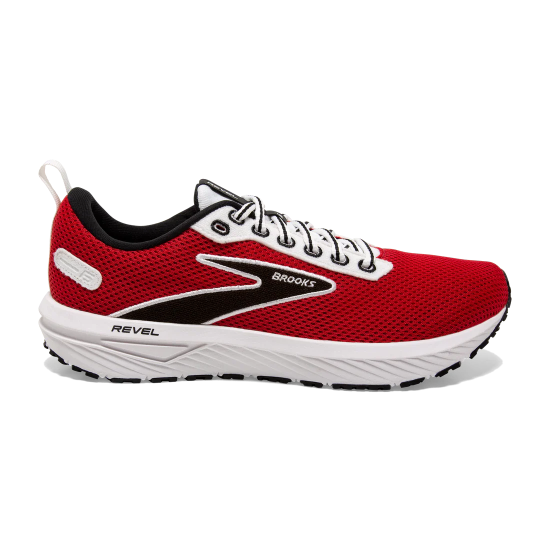 Men's Brooks Revel 6, Red/Black/White, 9 D Medium