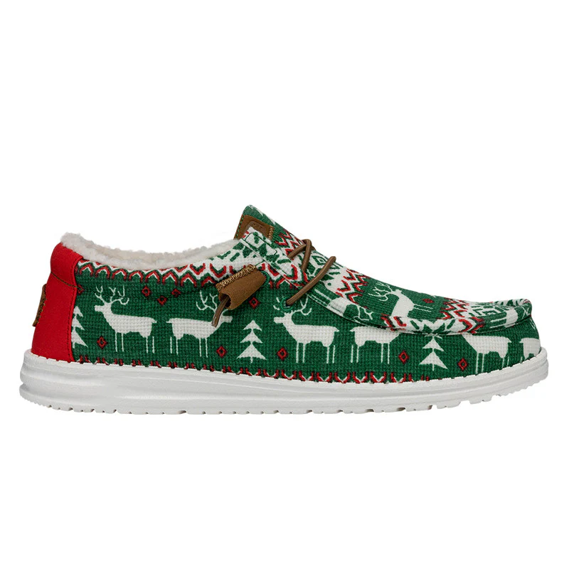 Men's Hey Dude Wally Ugly Sweater Lined, Green, 10 D Medium