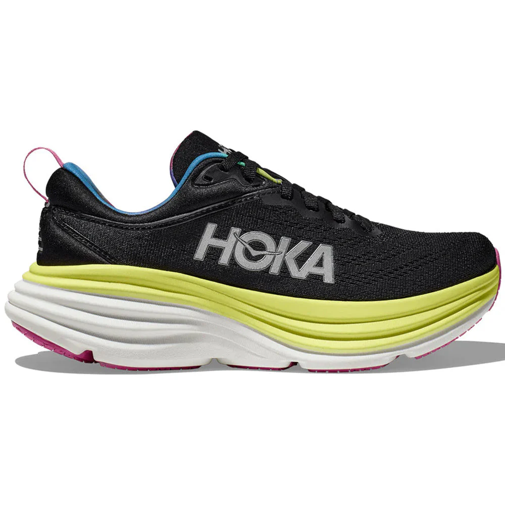Men's Hoka Bondi 8, Black/Citrus Glow, 13 D Medium