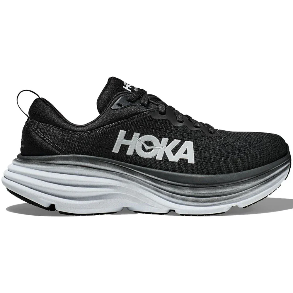 Men's Hoka Bondi 8, Black/White, 13 4E Extra Wide
