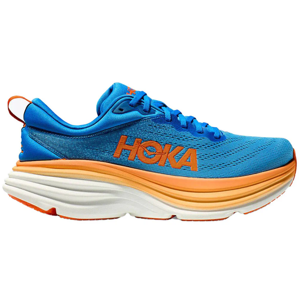 Men's Hoka Bondi 8, Coastal Sky/Vibrant Orange, 9 D Medium
