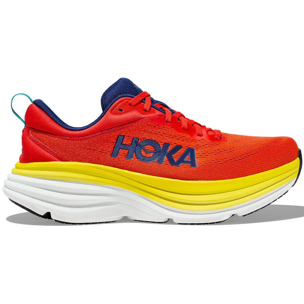 Men's Hoka Bondi 8, Red Alert/Flame, 12 D Medium