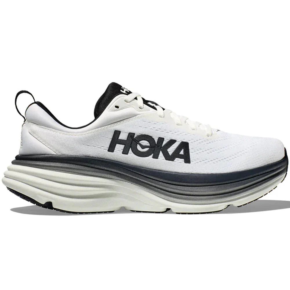 Men's Hoka Bondi 8, White/Black, 8.5 D Medium