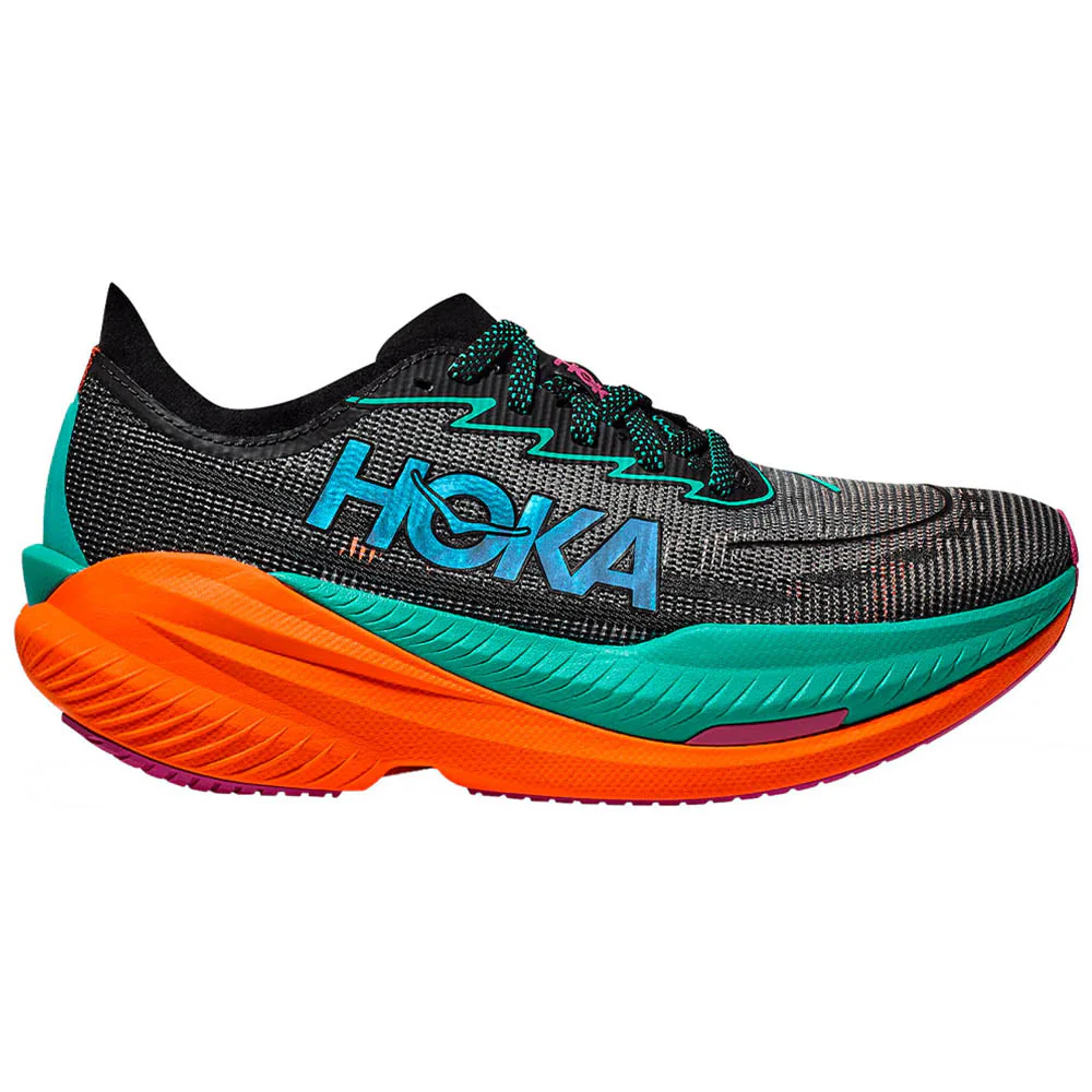 Men's Hoka Mach X 2, Black/Electric Aqua, 12 D Medium