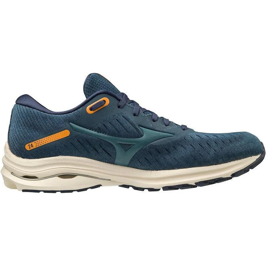 Men's Mizuno Wave Rider 24, Mood Indigo/Hydro, 8.5 D Medium