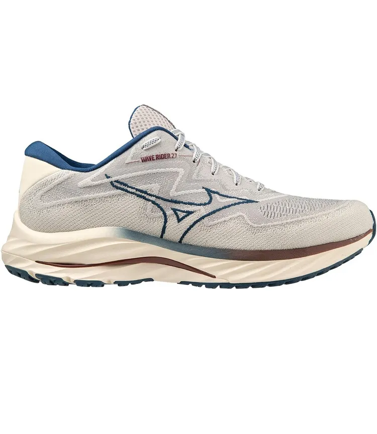 Men's Mizuno Wave Rider 27 SSW, Papyrus/Blue Opal, 10 D Medium