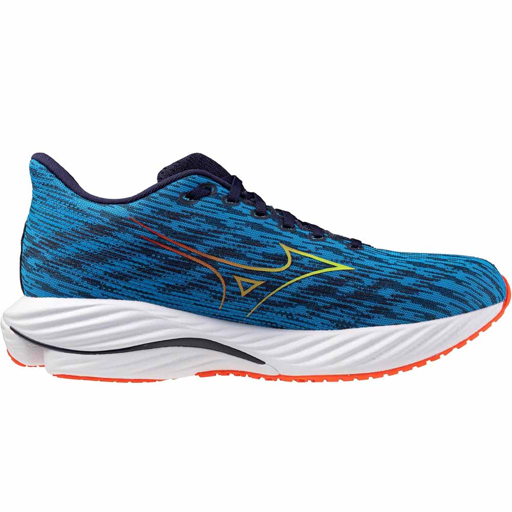 Men's Mizuno Wave Rider 28, Blue Pace/Green Gecko, 9.5 D Medium