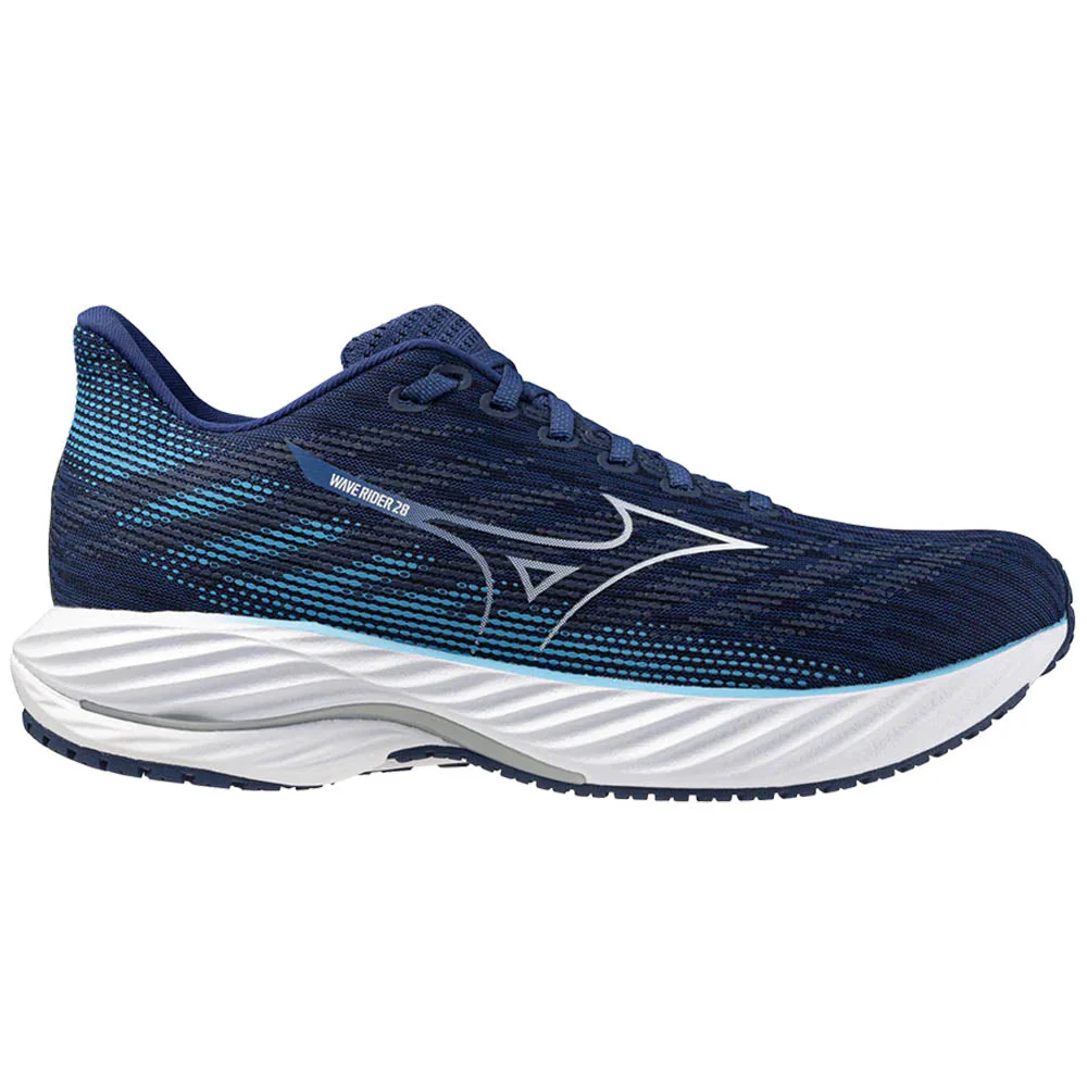 Men's Mizuno Wave Rider 28, Estate Blue/White, 12 D Medium