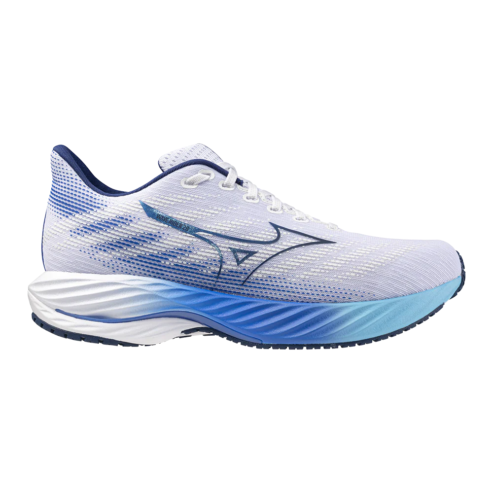 Men's Mizuno Wave Rider 28, White/Estate Blue, 8.5 D Medium