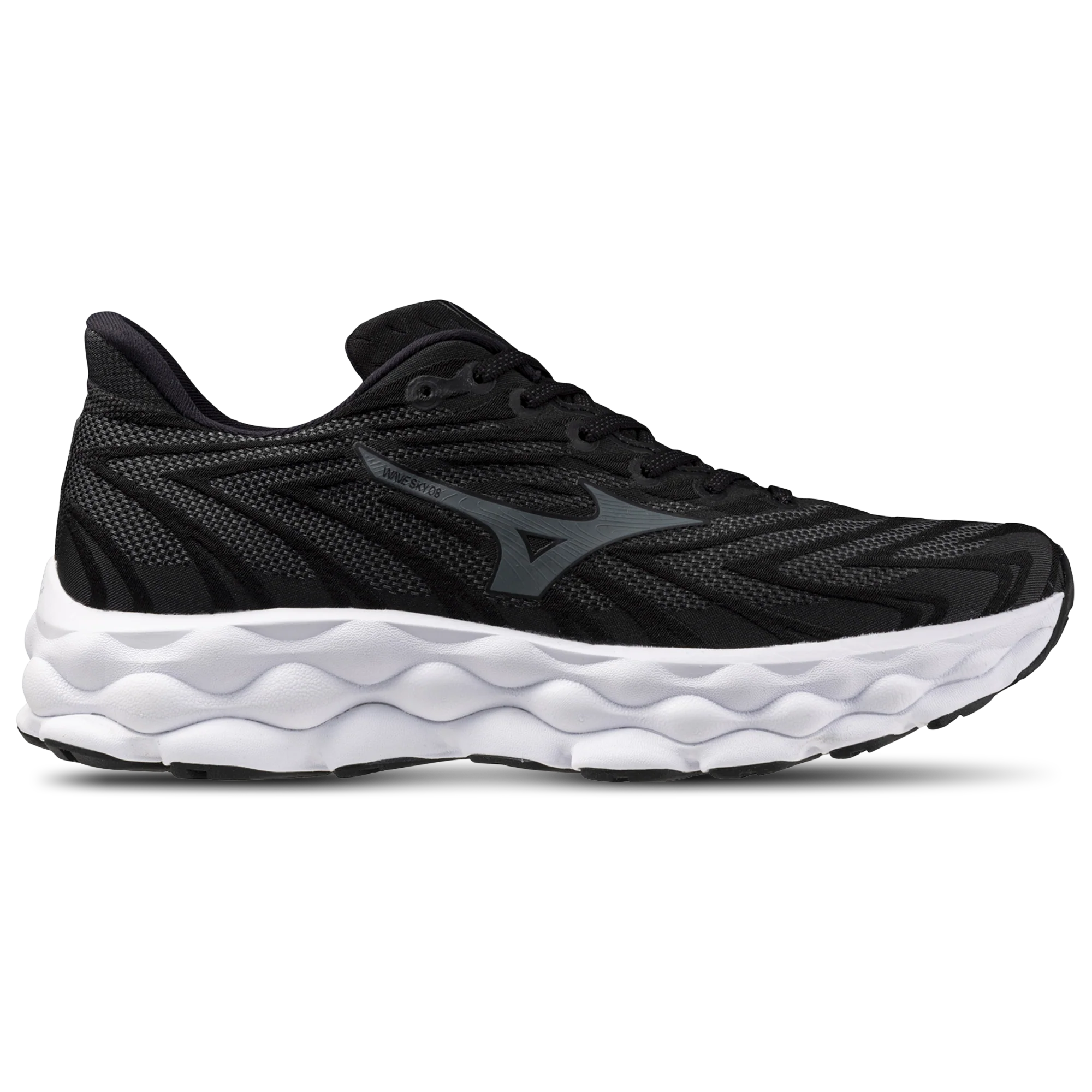 Men's Mizuno Wave Sky 8, Black/Metallic Grey, 11.5 2E Wide