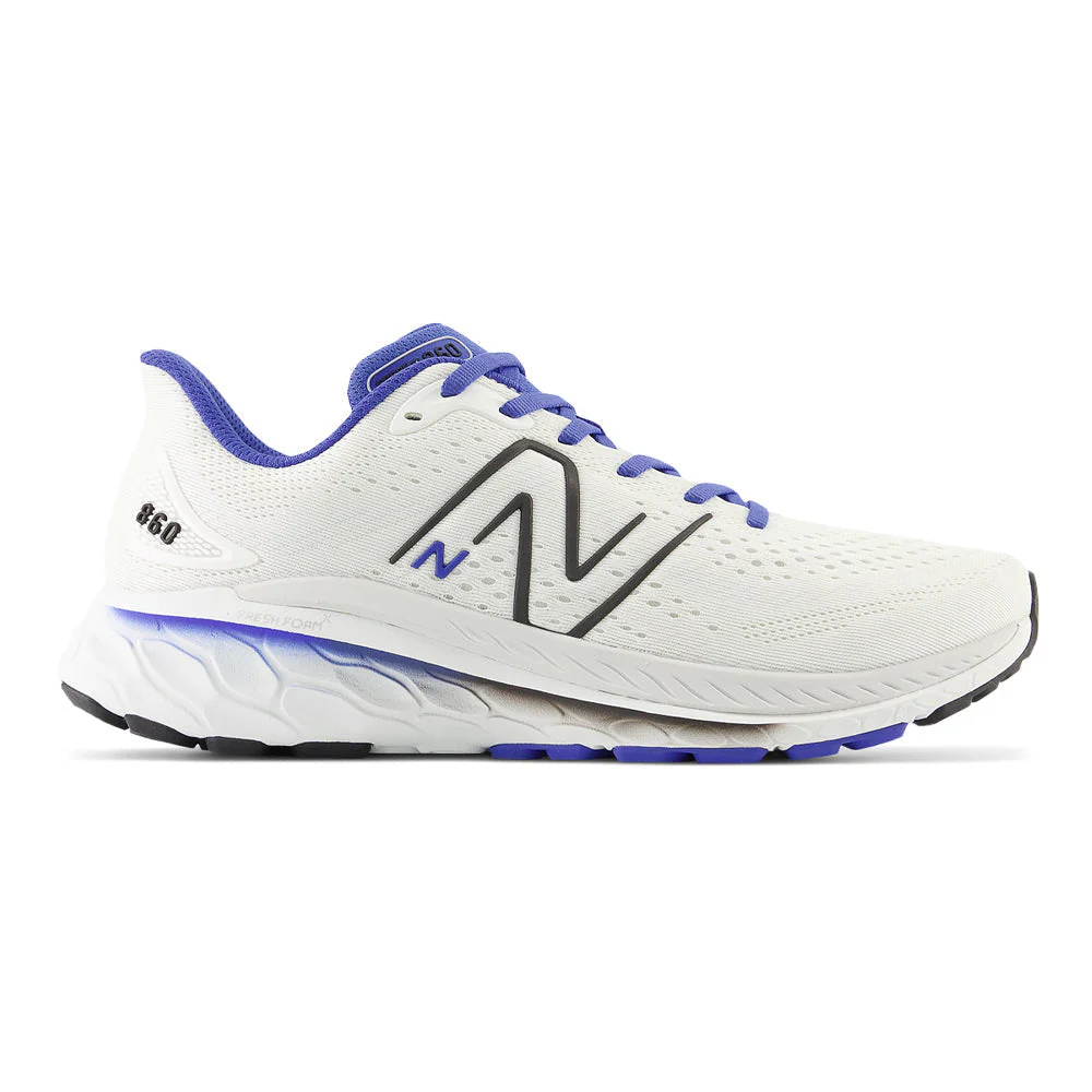 Men's New Balance Fresh Foam X 860v13, White/Marine Blue, 9 2E Wide