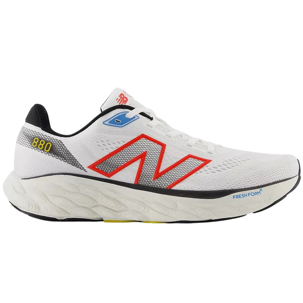 Men's New Balance Fresh Foam X 880v14, White/Neo Flame/Black, 12.5 4E Extra Wide
