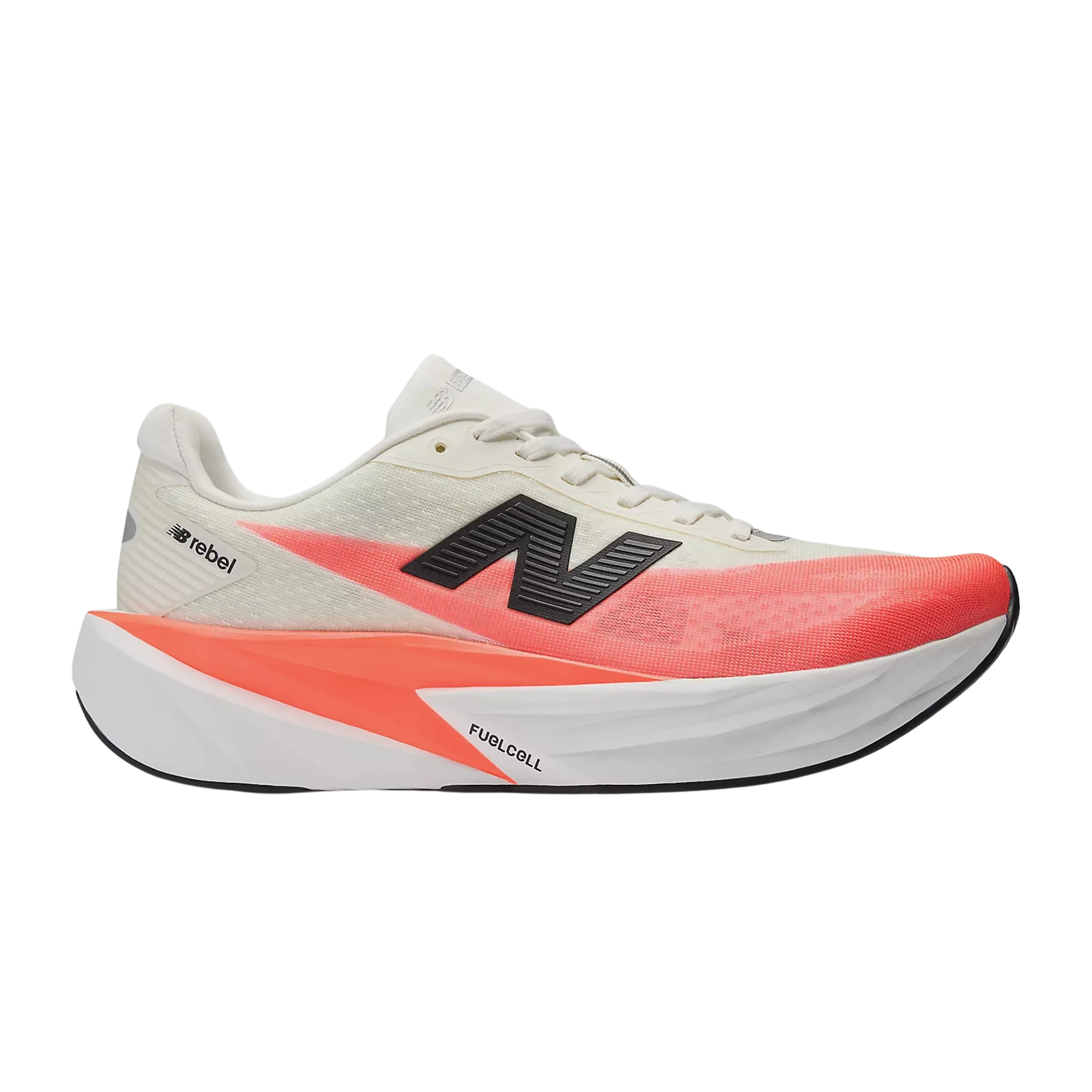 Men's New Balance FuelCell Rebel V5, Urgent Red/White/Sea Salt, 11 2E Wide